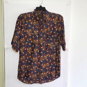 A Uranus Men's Shirt 100% Pure Silk Artsy Evening Light Weight